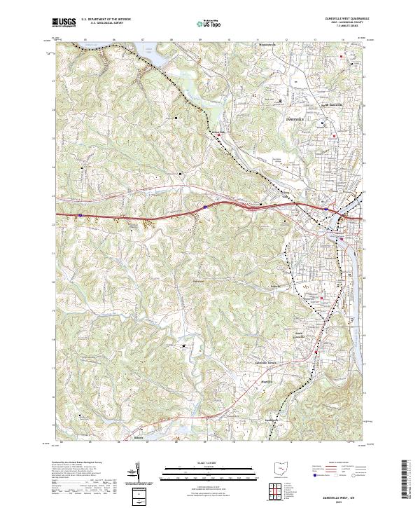 US Topo 7.5-minute map for Zanesville West OH