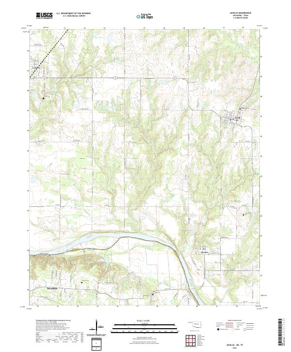 US Topo 7.5-minute map for Achille OKTX