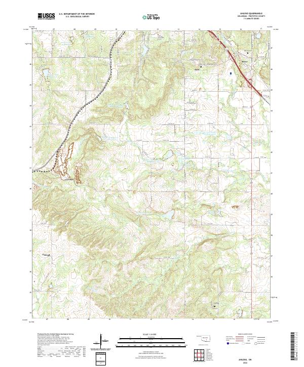 US Topo 7.5-minute map for Ahloso OK