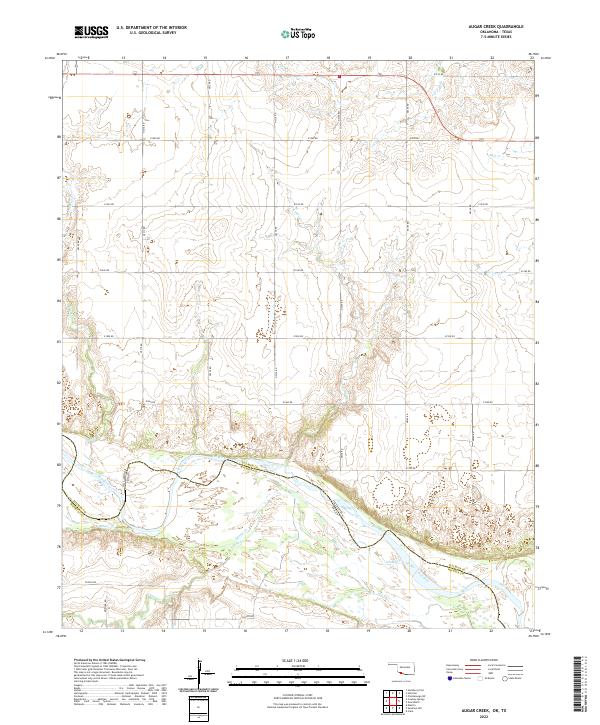 US Topo 7.5-minute map for Augar Creek OKTX