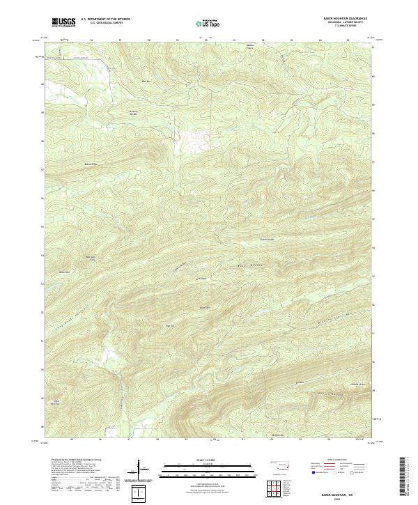 US Topo 7.5-minute map for Baker Mountain OK