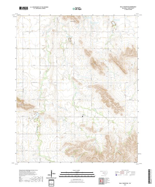 US Topo 7.5-minute map for Bally Mountain OK