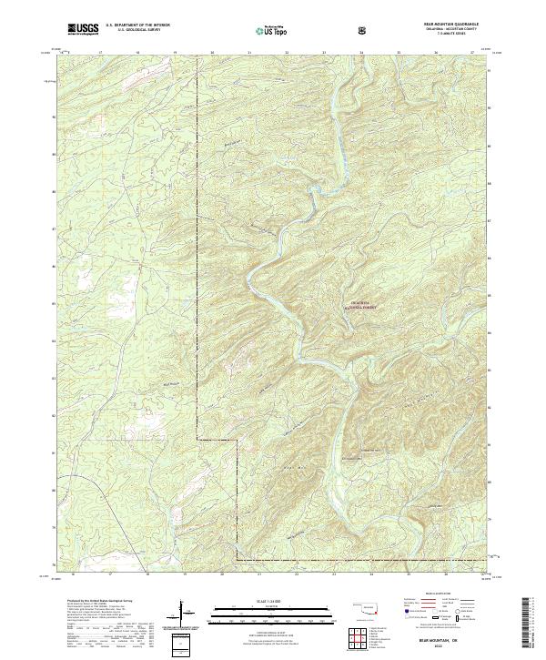 US Topo 7.5-minute map for Bear Mountain OK