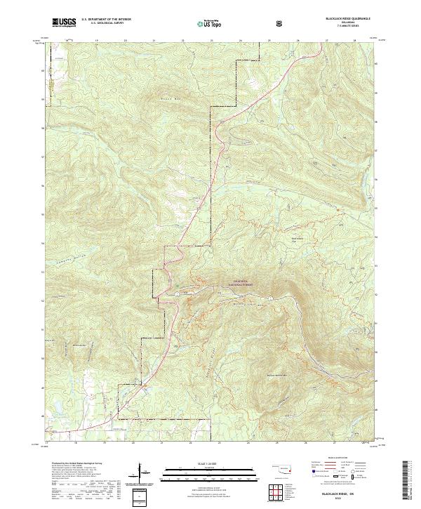 US Topo 7.5-minute map for Blackjack Ridge OK