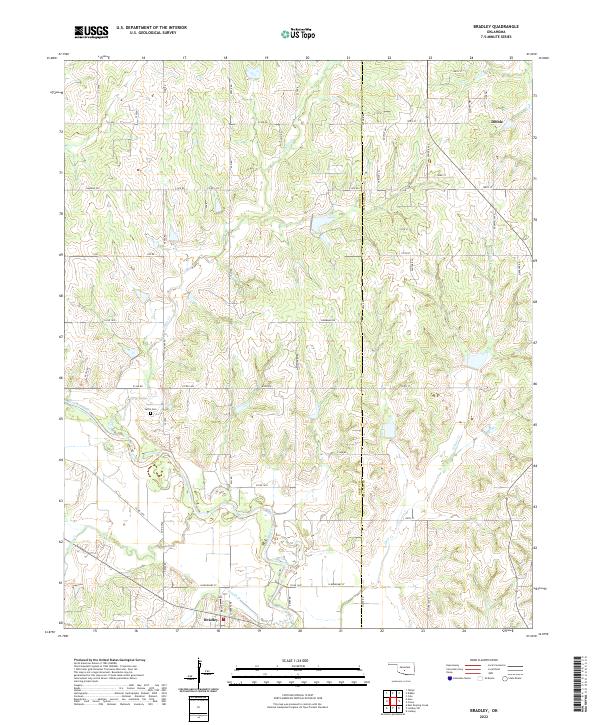 US Topo 7.5-minute map for Bradley OK