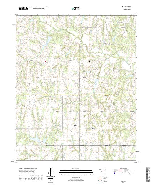 US Topo 7.5-minute map for Bray OK