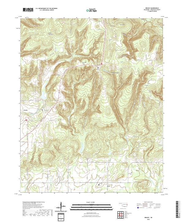 US Topo 7.5-minute map for Brushy OK