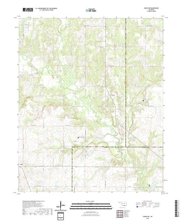 US Topo 7.5-minute map for Caddo NW OK