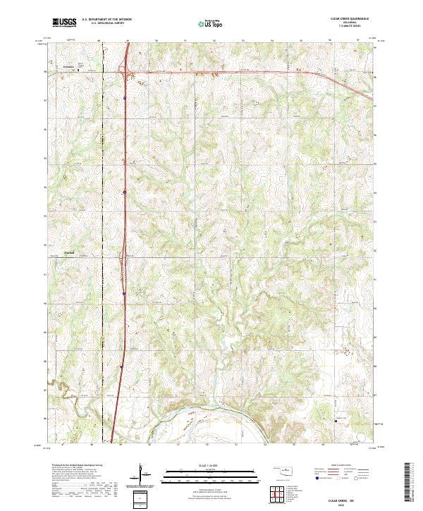 US Topo 7.5-minute map for Clear Creek OK