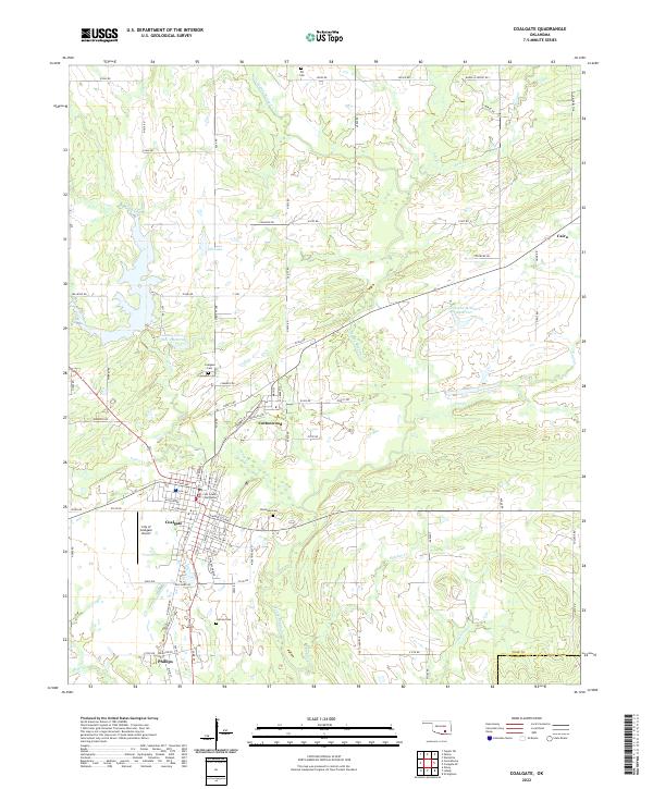 US Topo 7.5-minute map for Coalgate OK