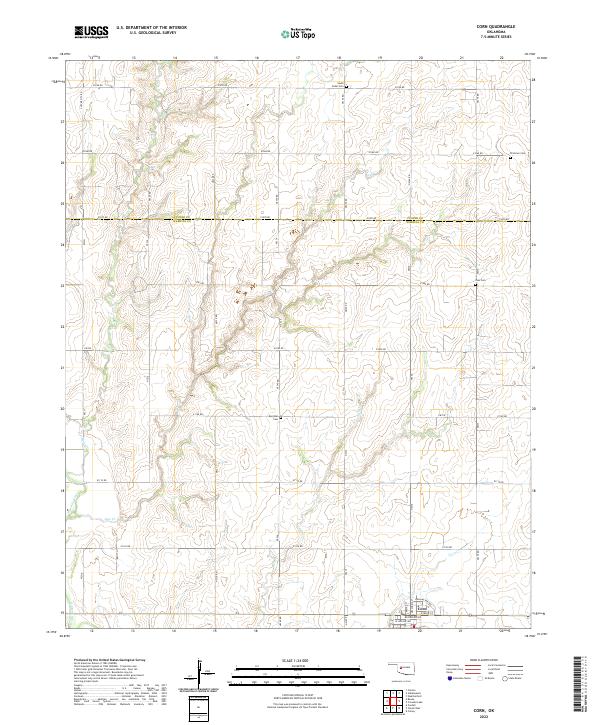 US Topo 7.5-minute map for Corn OK