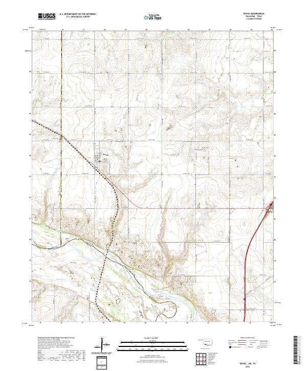 US Topo 7.5-minute map for Devol OKTX