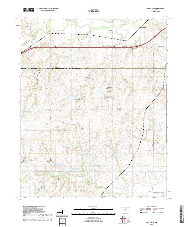 US Topo 7.5-minute map for Dill City NE OK