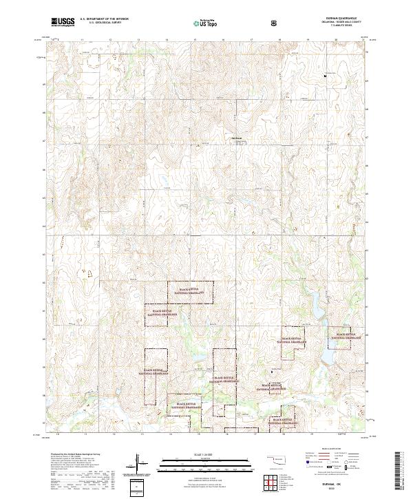 US Topo 7.5-minute map for Durham OK