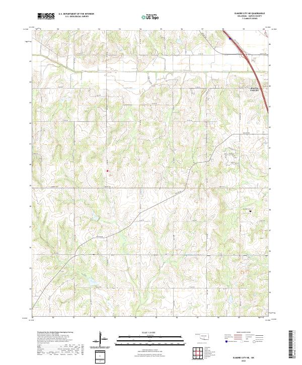 US Topo 7.5-minute map for Elmore City NE OK