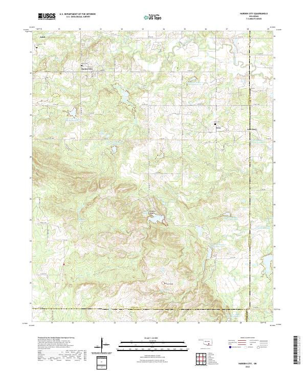 US Topo 7.5-minute map for Harden City OK