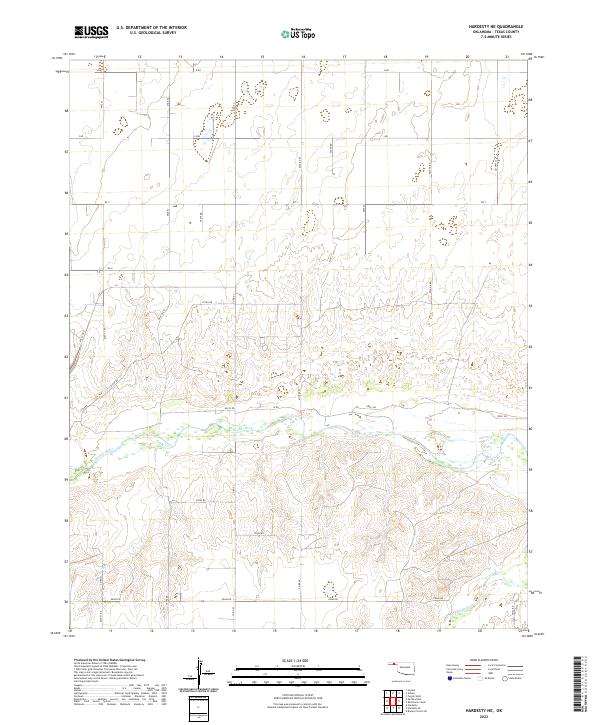 US Topo 7.5-minute map for Hardesty NE OK