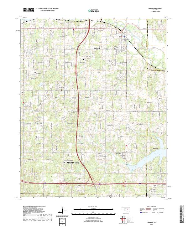 US Topo 7.5-minute map for Harrah OK