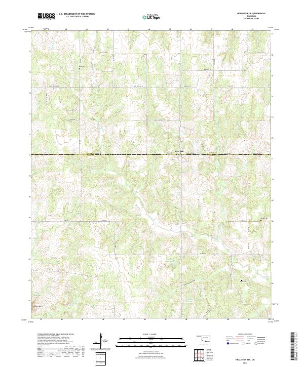 US Topo 7.5-minute map for Healdton SW OK