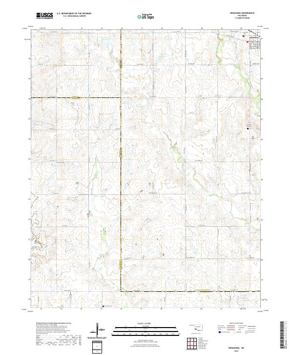 US Topo 7.5-minute map for Indiahoma OK