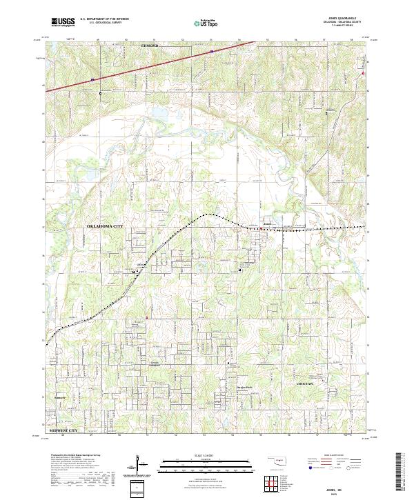 US Topo 7.5-minute map for Jones OK