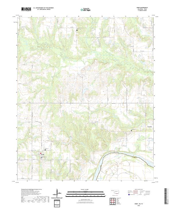 US Topo 7.5-minute map for Kemp OKTX