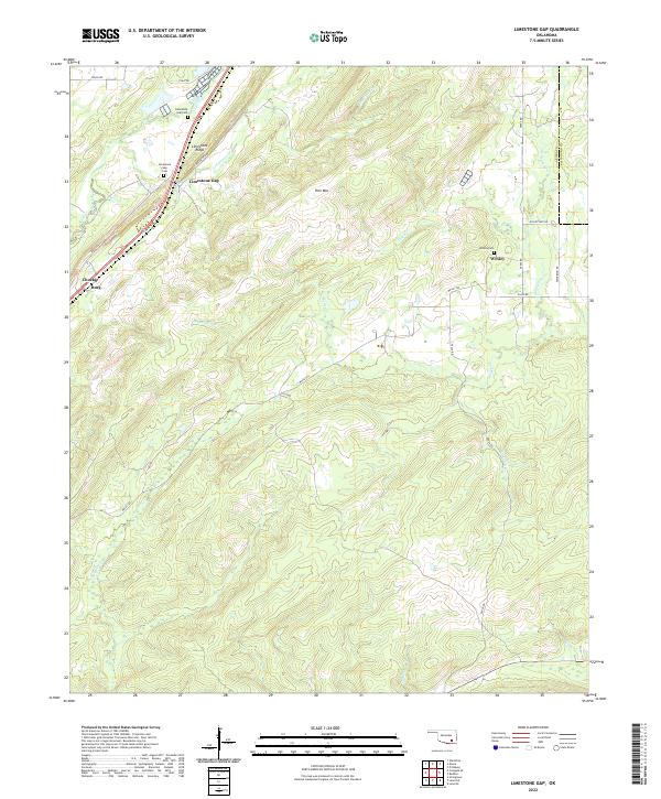 US Topo 7.5-minute map for Limestone Gap OK