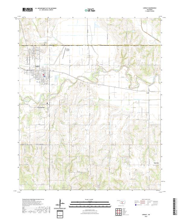 US Topo 7.5-minute map for Lindsay OK