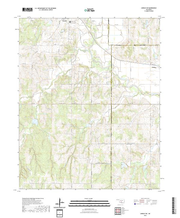 US Topo 7.5-minute map for Lindsay SW OK