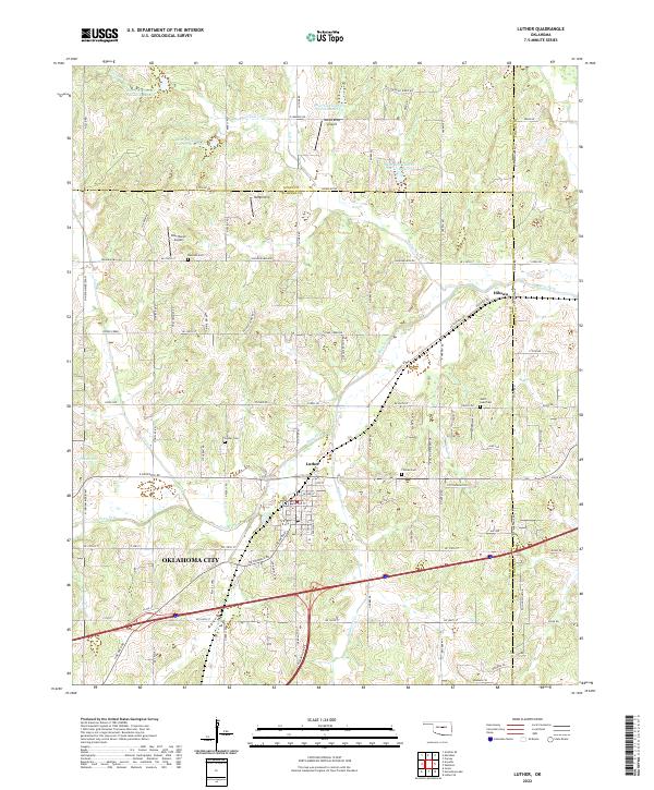 US Topo 7.5-minute map for Luther OK