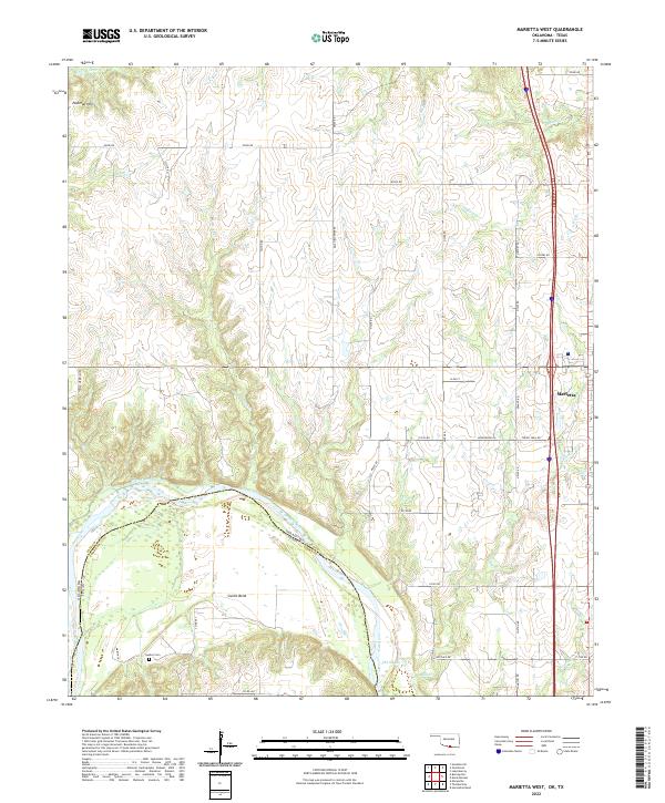 US Topo 7.5-minute map for Marietta West OKTX