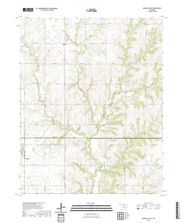 US Topo 7.5-minute map for Marshall East OK