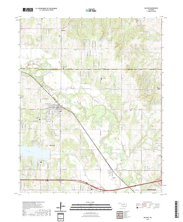 US Topo 7.5-minute map for McLoud OK