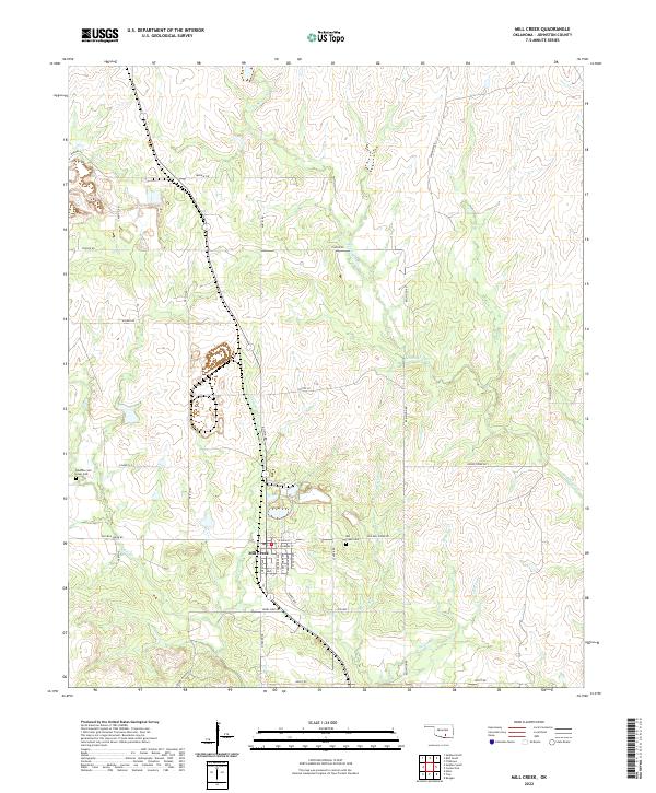 US Topo 7.5-minute map for Mill Creek OK