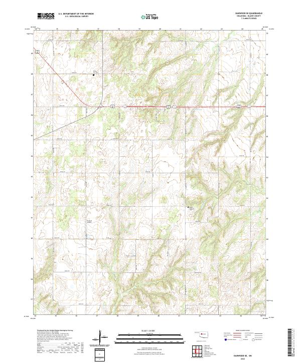 US Topo 7.5-minute map for Oakwood SE OK