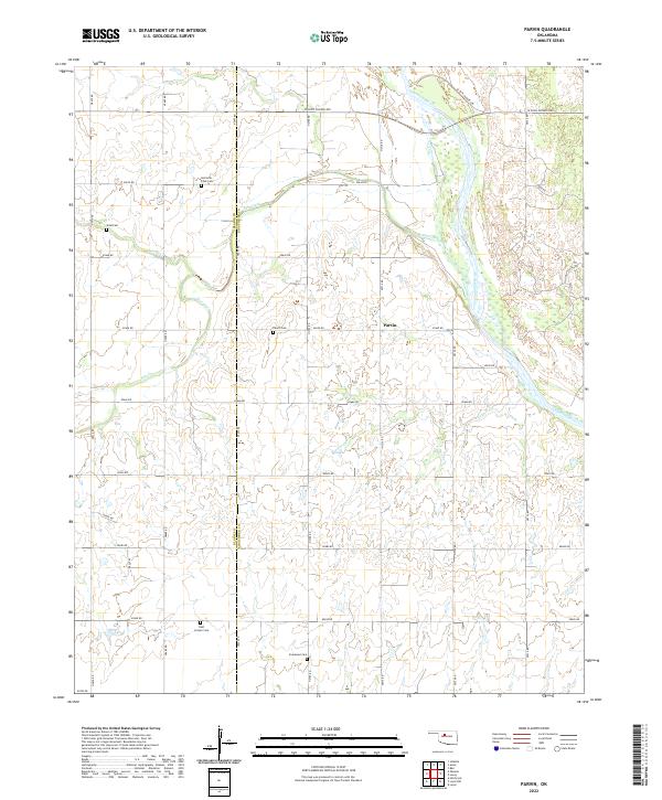 US Topo 7.5-minute map for Parvin OK