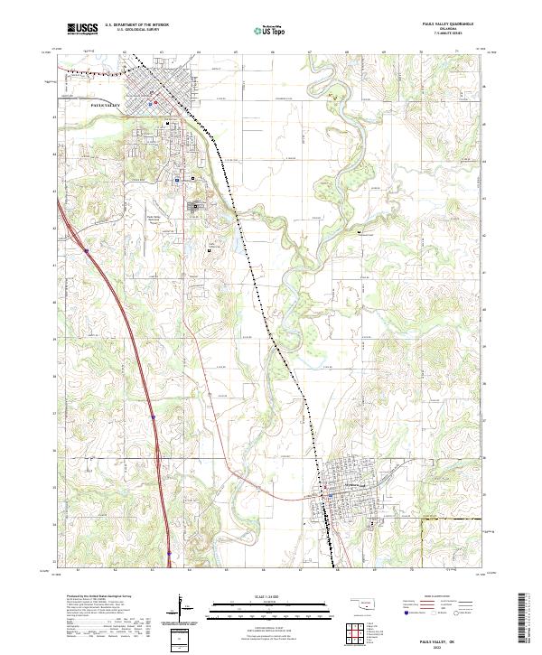 US Topo 7.5-minute map for Pauls Valley OK