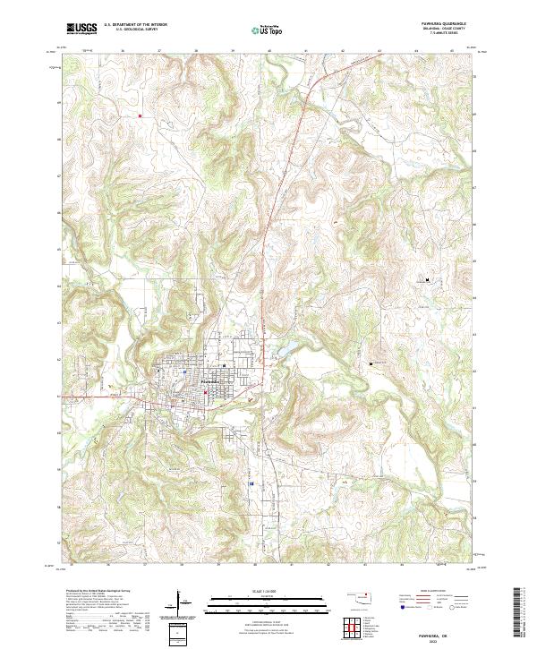 US Topo 7.5-minute map for Pawhuska OK