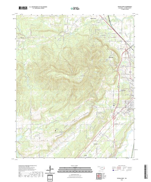 US Topo 7.5-minute map for Poteau West OK