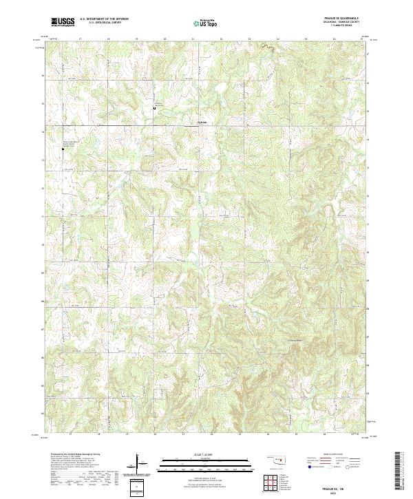 US Topo 7.5-minute map for Prague SE OK