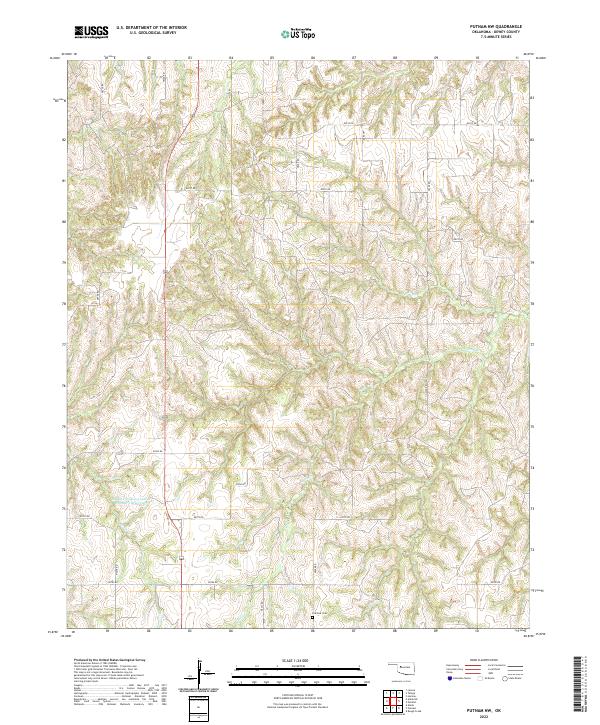 US Topo 7.5-minute map for Putnam NW OK