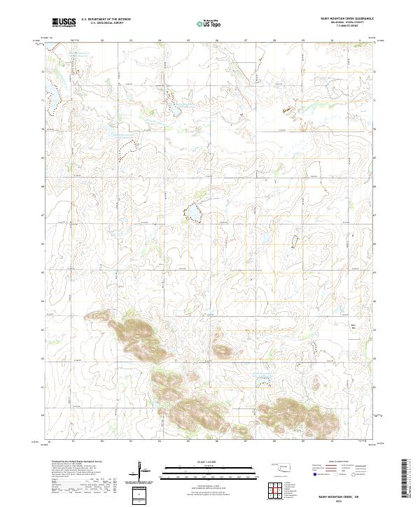 US Topo 7.5-minute map for Rainy Mountain Creek OK