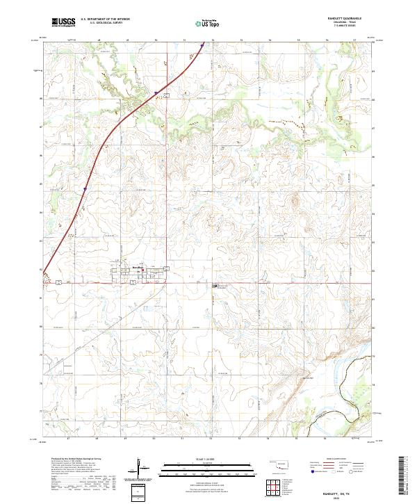 US Topo 7.5-minute map for Randlett OKTX