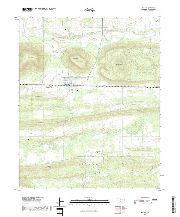 US Topo 7.5-minute map for Red Oak OK