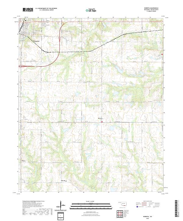 US Topo 7.5-minute map for Roberta OK