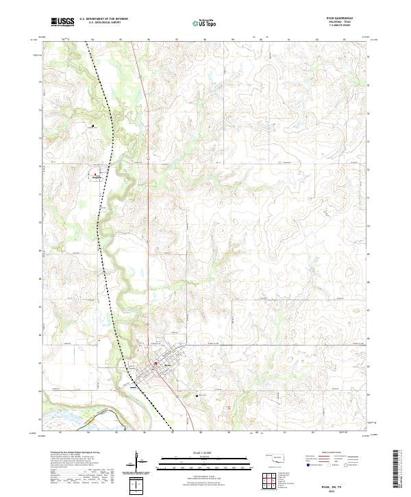 US Topo 7.5-minute map for Ryan OKTX