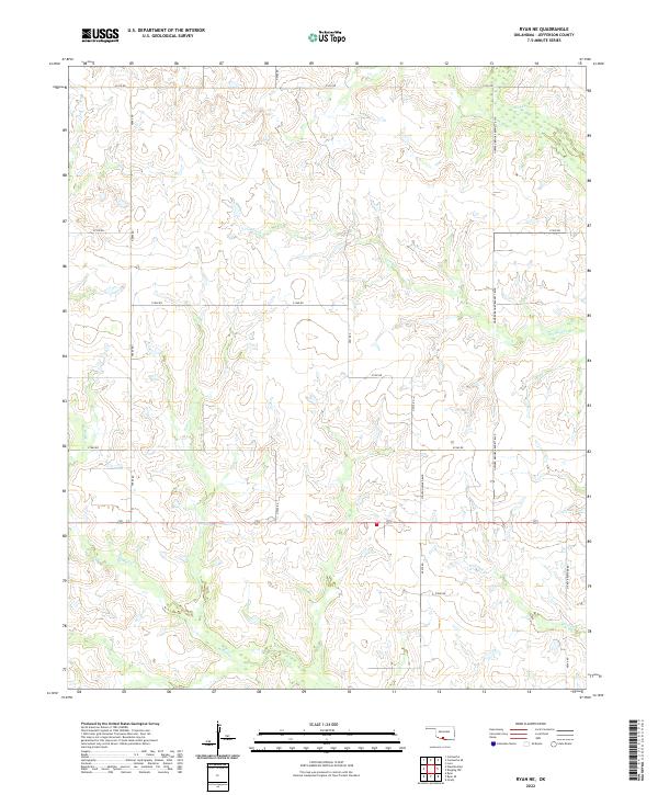 US Topo 7.5-minute map for Ryan NE OK