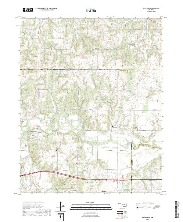 US Topo 7.5-minute map for Shawnee NE OK