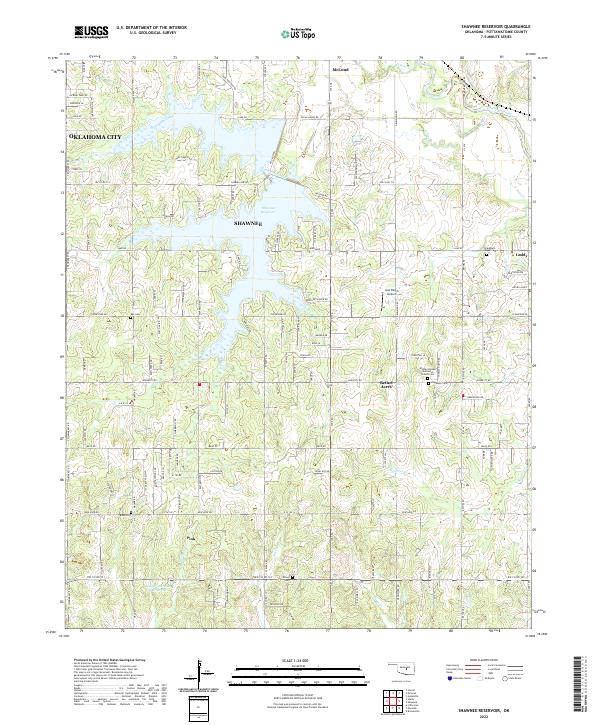 US Topo 7.5-minute map for Shawnee Reservoir OK