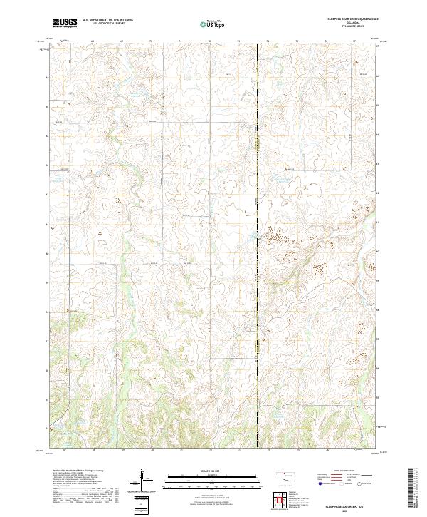 US Topo 7.5-minute map for Sleeping Bear Creek OK